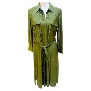 L’Agence Rivi Midi Green Shirt Dress Small